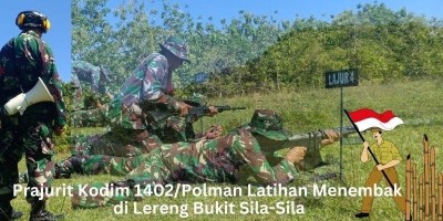 Prajurit Kodim 1402/Polman Latihan Menembak di Lereng Bukit Sila-Sila